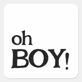 Oh Boy Fun Minimalistisch Baby shower Vierkante Sticker