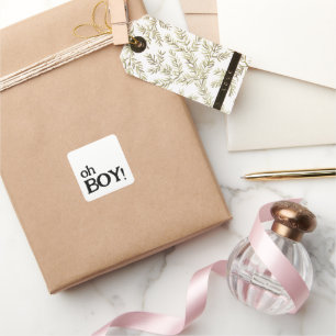 Oh Boy Fun Minimalistisch Baby shower Vierkante Sticker