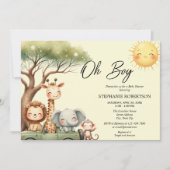 Oh boy fun safari animal boy baby shower kaart (Voorkant)