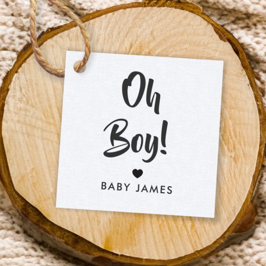 Oh Boy Gift Label, Baby shower Gift Label, Kraft Bedankjes Labels