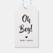 Oh Boy Gift Label, Baby shower Gift Label, Kraft Cadeaulabel (Voorkant)