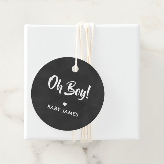 Oh Boy Gift Label, Baby shower Gift Label, krijtbo Bedankjes Labels (In situ)