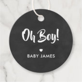 Oh Boy Gift Label, Baby shower Gift Label, krijtbo Bedankjes Labels (Voorkant)