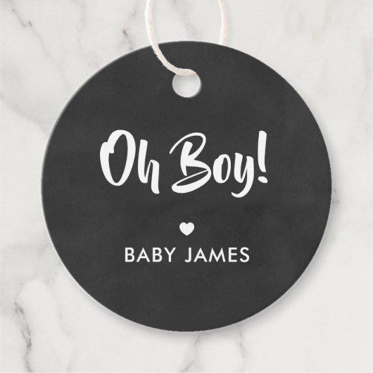 Oh Boy Gift Label, Baby shower Gift Label, krijtbo Bedankjes Labels (Voorkant)