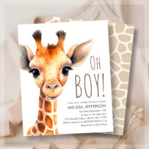 Oh Boy Giraffe Baby shower Budget Uitnodiging