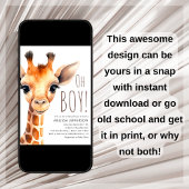 Oh Boy Giraffe Baby shower Invitation Kaart