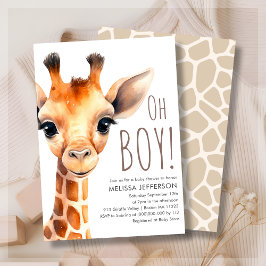 Oh Boy Giraffe Baby shower Invitation Kaart