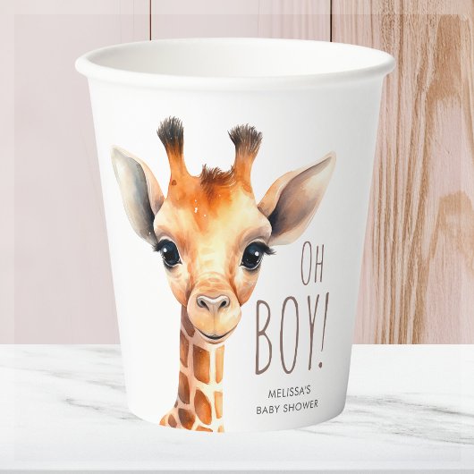 Oh Boy Giraffe Baby shower Papieren Bekers