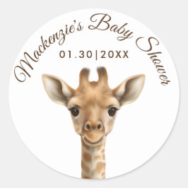 Oh Boy Giraffe Baby shower Ronde Sticker