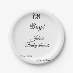 Oh Boy Girl baby shower Naam toevoegen Datum Jaar  Papieren Bordje