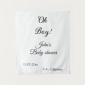 Oh Boy Girl baby shower Naam toevoegen Datum Jaar Wandkleed (Voorkant)