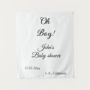Oh Boy Girl baby shower Naam toevoegen Datum Jaar  Wandkleed
