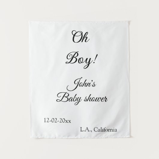 Oh Boy Girl baby shower Naam toevoegen Datum Jaar Wandkleed (Voorkant)