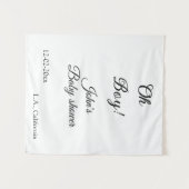 Oh Boy Girl baby shower Naam toevoegen Datum Jaar Wandkleed (Voorkant (horizontaal))