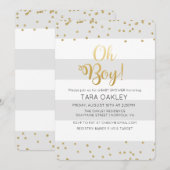 Oh Boy Glitter Confetti Baby shower Uitnodiging (Voorkant / Achterkant)