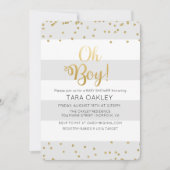 Oh Boy Glitter Confetti Baby shower Uitnodiging (Voorkant)