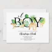 Oh boy! Gold Faux Oerwoud Animals Baby shower Kaart (Voorkant)