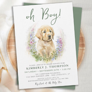 Oh Boy Golden Retriever Schattige Puppy Dog Baby s Kaart