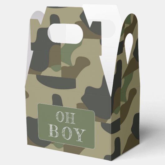 Oh Boy Green Camo Baby shower Bedankdoosjes (Geopend)