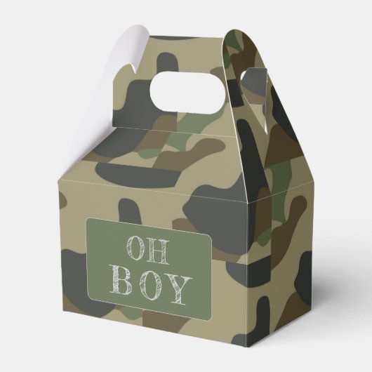 Oh Boy Green Camo Baby shower Bedankdoosjes (Voorkant Zijde)