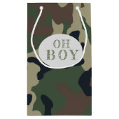 Oh Boy Green Camo Baby shower Klein Cadeauzakje (Achterkant)