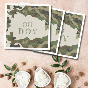 Oh Boy Green Camo Baby shower Servet