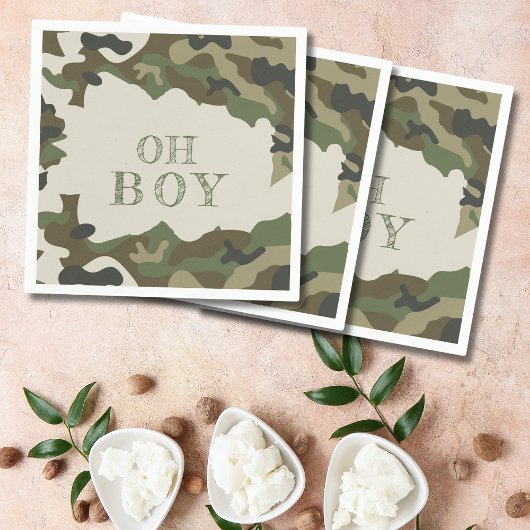 Oh Boy Green Camo Baby shower Servet