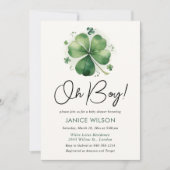 Oh Boy Green Shamrock St. Patricks Day Baby shower Kaart (Voorkant)