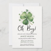 Oh Boy Green Shamrock St. Patricks Day Baby Shower Kaart (Voorkant)
