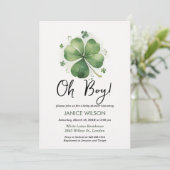 Oh Boy Green Shamrock St. Patricks Day Baby Shower Kaart (Staand voorkant)