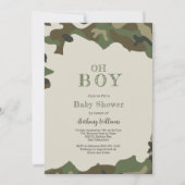Oh Boy Green Woodland Camo Baby shower Kaart (Voorkant)