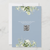 Oh Boy Greenery Dusty Blue QR Code Baby shower Kaart (Achterkant)