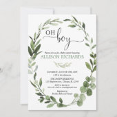 Oh Boy Greenery eucalyptus gebladerte baby shower Kaart (Voorkant)
