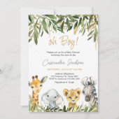 Oh Boy Greenery Safari Baby shower Kaart (Voorkant)