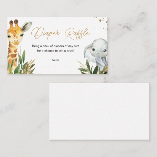 Oh Boy Greenery Safari Baby shower Luier Raffle Informatiekaartje (Voorkant / Achterkant)