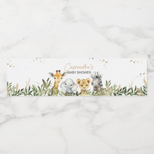 Oh Boy Greenery Safari Baby shower Waterfles Etiket (Enkel label)