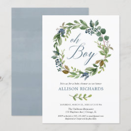 Oh boy groen laat stoffige marine blauwe bloemenjo kaart