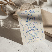 Oh Boy Hand Drawn Geschreven Blue Boy Bow Baby sho Kaart
