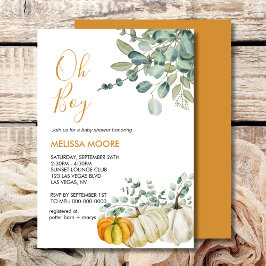 Oh boy herfst pompoen baby shower groen kaart
