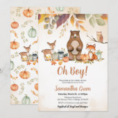 Oh Boy Herfst Woodland Baby shower Kaart (Voorkant / Achterkant)