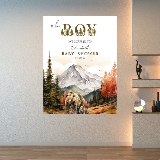 Oh Boy Herfst Woodland Beer Mountain Baby shower Poster