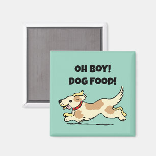 Oh Boy Hondenvoer Hongerige Puppy Cartoon Illustra Magneet