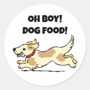 Oh Boy Hondenvoer Hongerige Puppy Cartoon Illustra Ronde Sticker