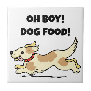 Oh Boy Hondenvoer Hongerige Puppy Cartoon Illustra Tegeltje