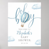 Oh Boy Hot Air Balloon Baby shower Welkomstbord Poster (Voorkant)