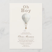 Oh Boy Hot Air Balloon Blue Boy Baby Shower Kaart (Voorkant)