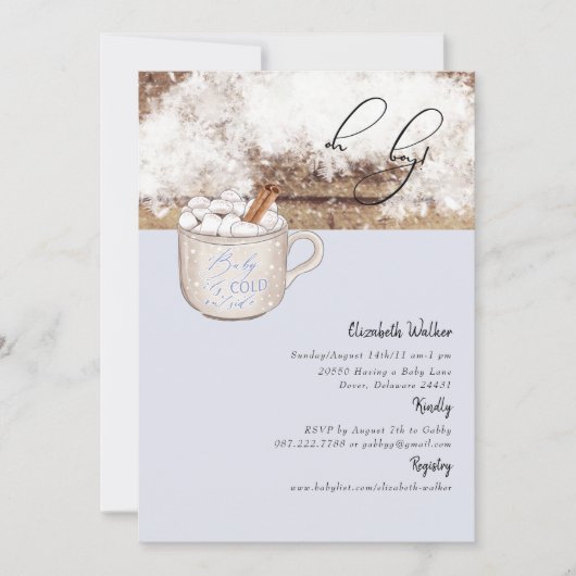 Oh Boy Hot Chocolate Rustic Baby Het is koud Kaart (Voorkant)