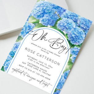 Oh Boy Hydrangea Blue Flowers Baby shower Kaart