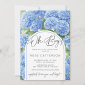 Oh Boy Hydrangea Blue Flowers Baby shower Kaart (Voorkant)