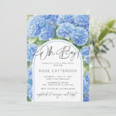 Oh Boy Hydrangea Blue Flowers Baby shower Kaart (Staand voorkant)